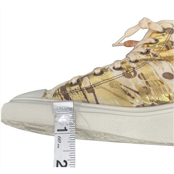 Desigual Elefante Canvas Wedge Sneakers Metalic Print Gold Fun Artsy Street 7.5 - Picture 11 of 13